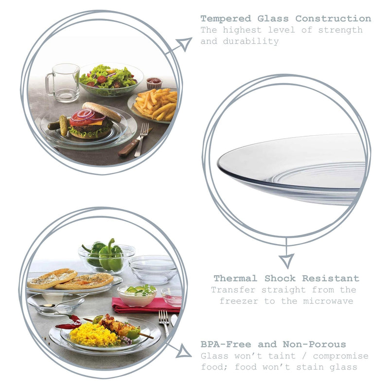 19cm Lys Glass Dessert Plates - Pack of Six - By Duralex