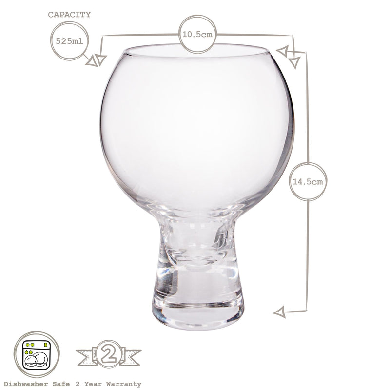 525ml Short Stem Gin Glasses - Pack of Two - By Rink Drink