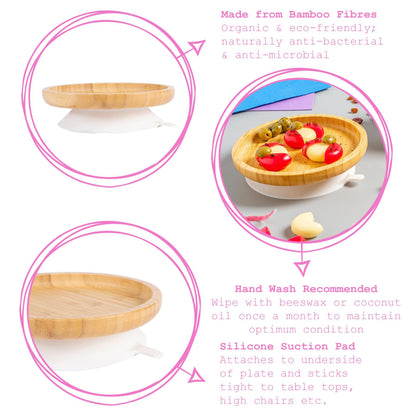 Round Open Bamboo Suction Plate