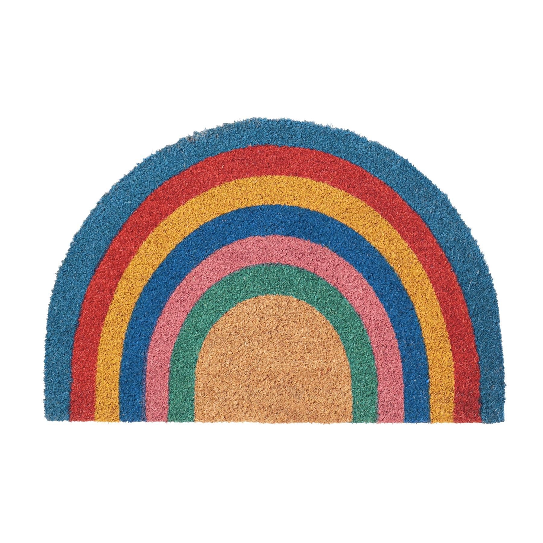 60cm x 40cm Pastel Rainbow Coir Half Moon Door Mat