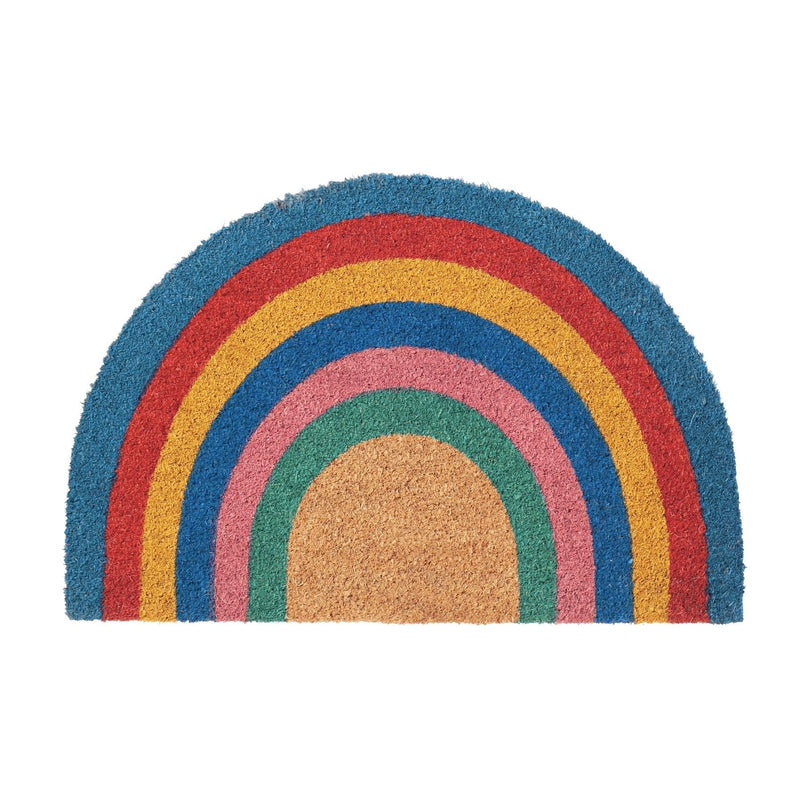 60cm x 40cm Pastel Rainbow Coir Half Moon Door Mat - By Nicola Spring