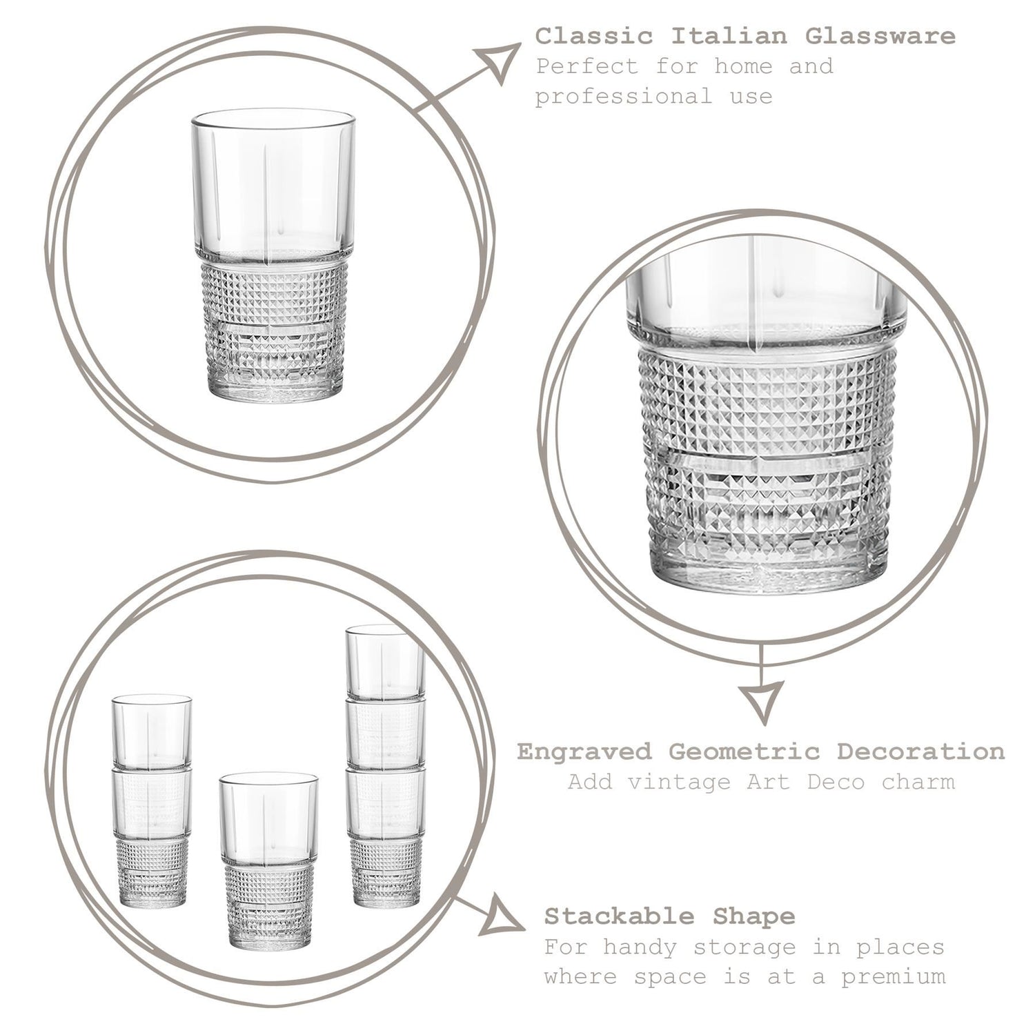 405ml Bartender Novecento Highball Glasses - Pack of Six