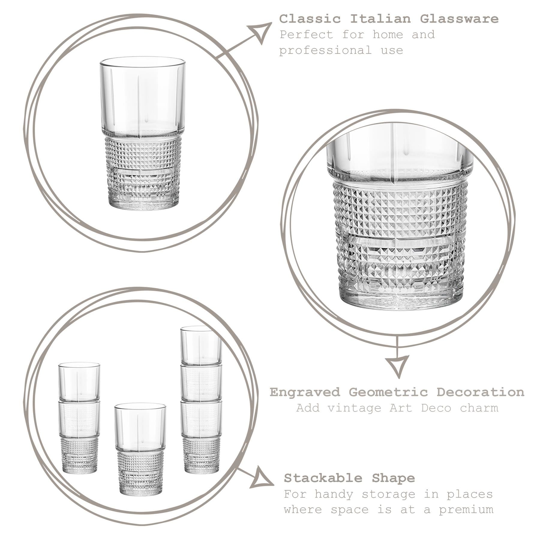 405ml Bartender Novecento Highball Glasses - Pack of Six