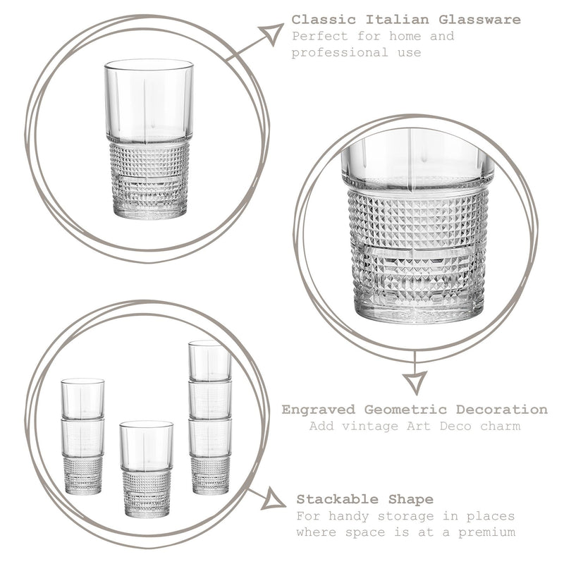405ml Bartender Novecento Highball Glasses - Pack of Six - By Bormioli Rocco