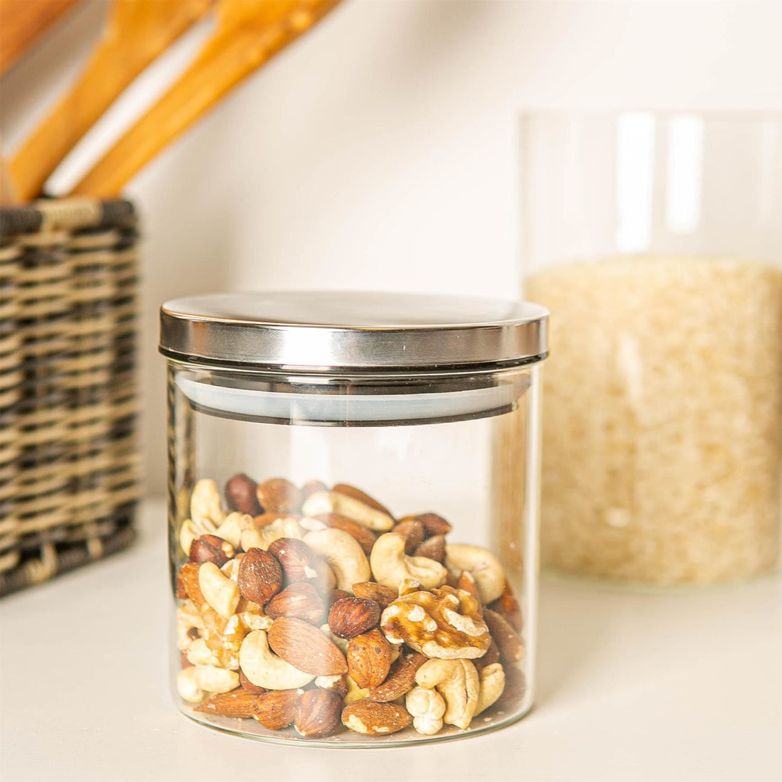 550ml Glass Storage Jar with Silver Metal Lid