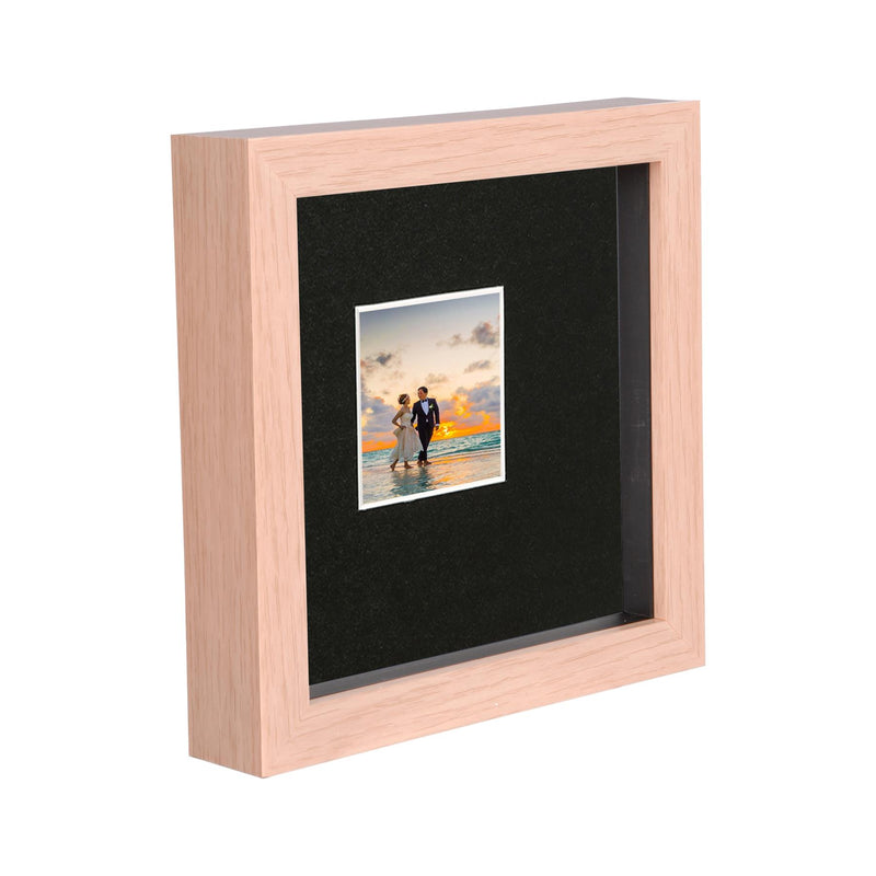 6" x 6" Light Wood 3D Deep Box Photo Frame with 2" x 2" Mount - By Nicola Spring