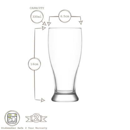 330ml Brotto Classic Beer Glasses - Pack of Six