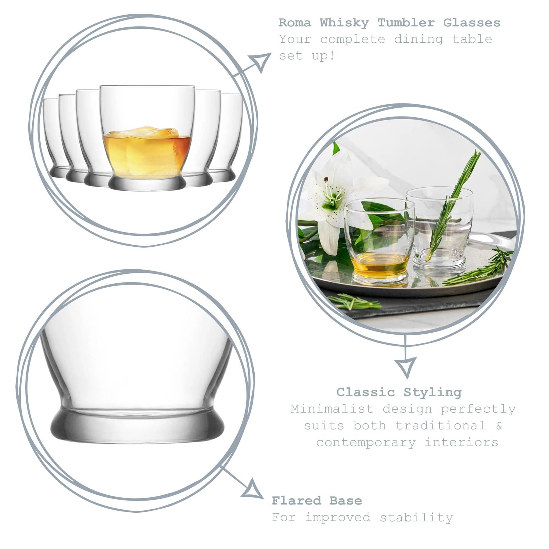 295ml Roma Whisky Glasses - Pack of Six