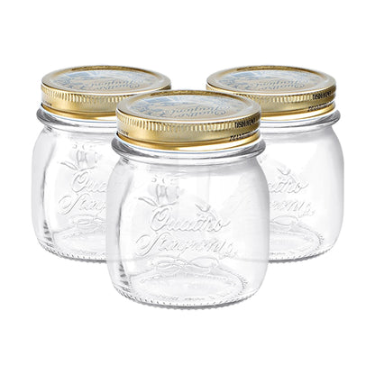 250ml Quattro Stagioni Glass Food Preserving Jars - Pack of 3 - By Bormioli Rocco
