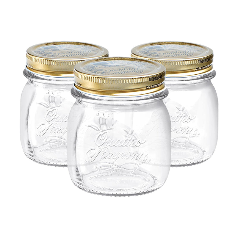 250ml Quattro Stagioni Glass Food Preserving Jars - Pack of 3 - By Bormioli Rocco