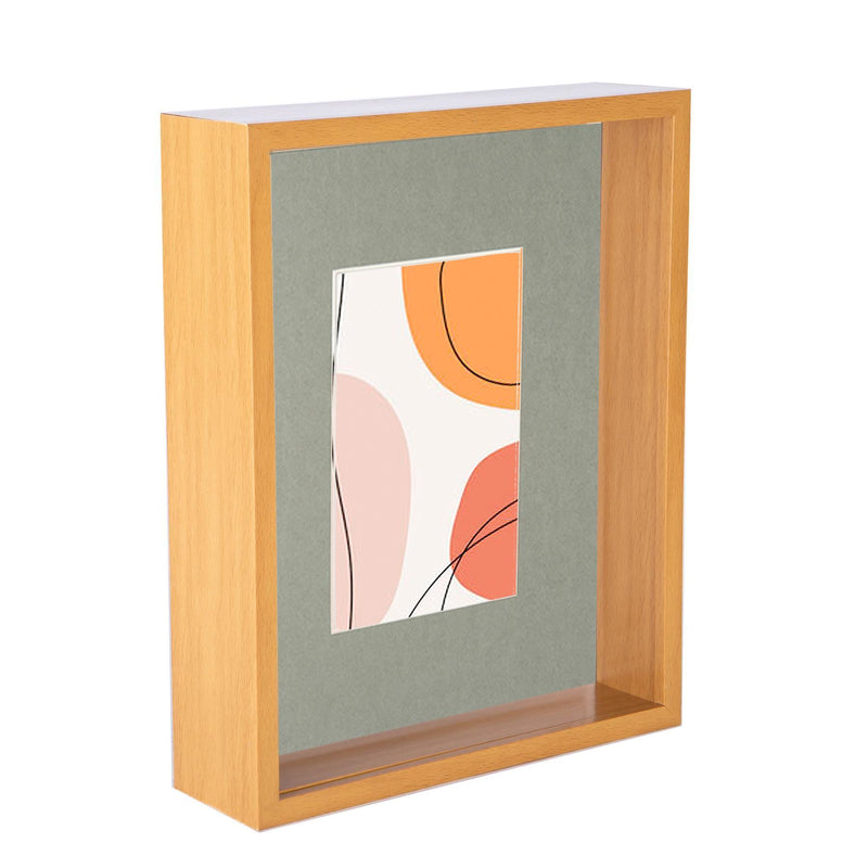 8" x 10" Medium Wood 3D Deep Box Photo Frame with 4" x 6" Mount - By Nicola Spring