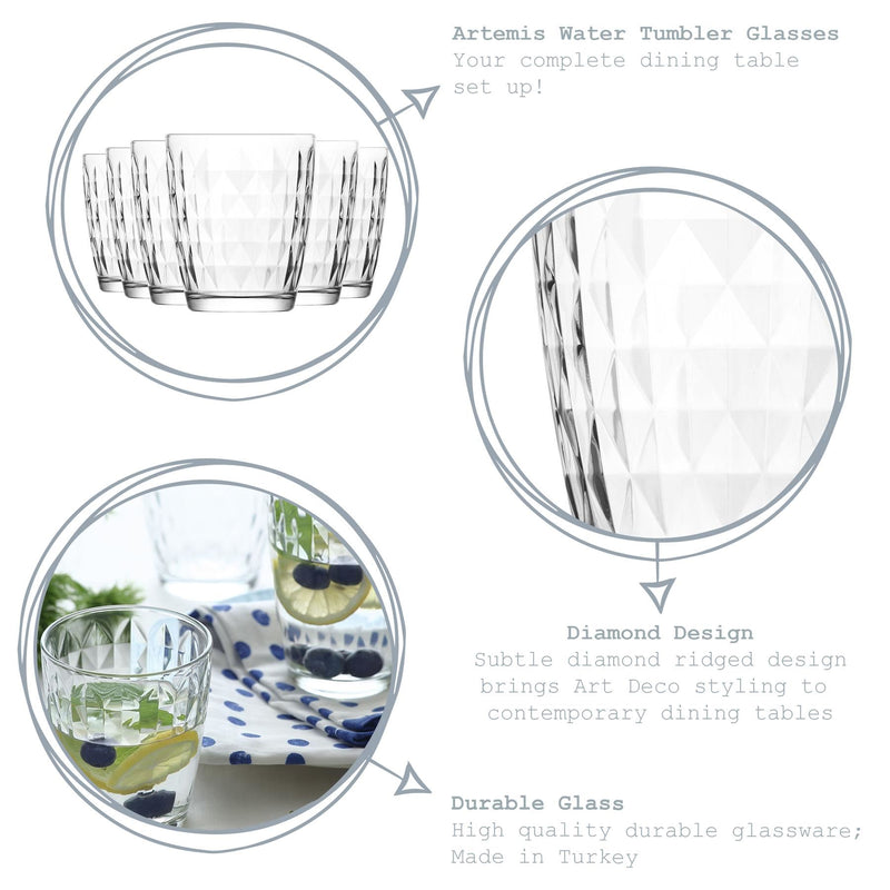 340ml Artemis Water Glasses - Pack of Six - By LAV