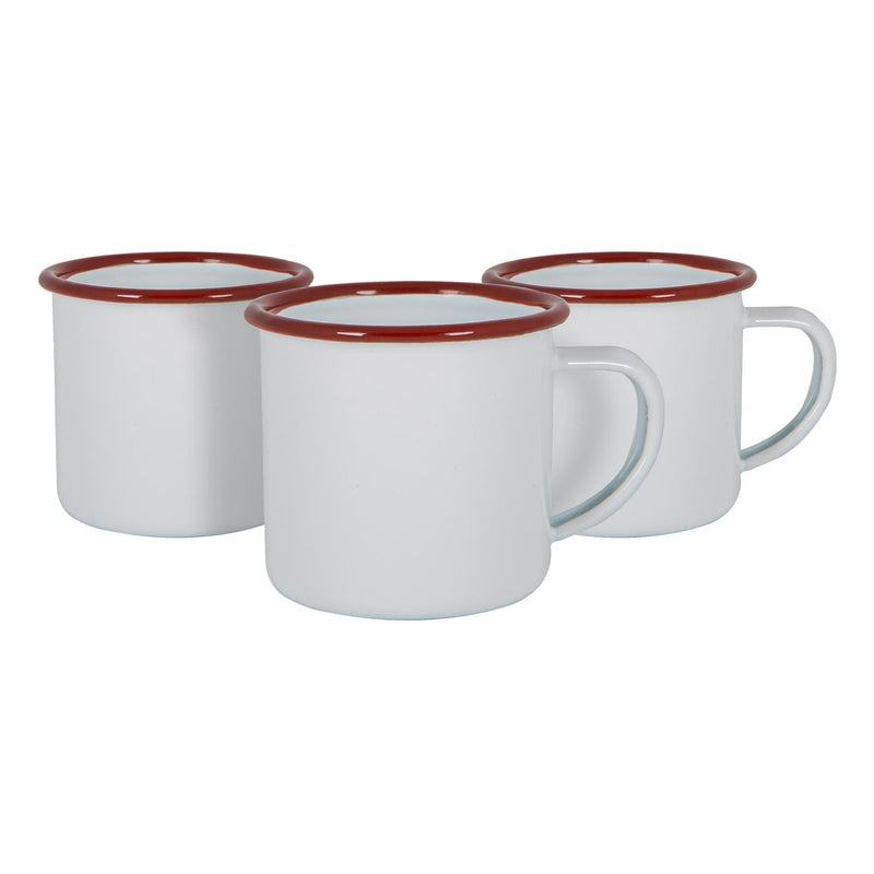 White Enamel Espresso Cups - 130ml - Pack of 6 - By Argon Tableware