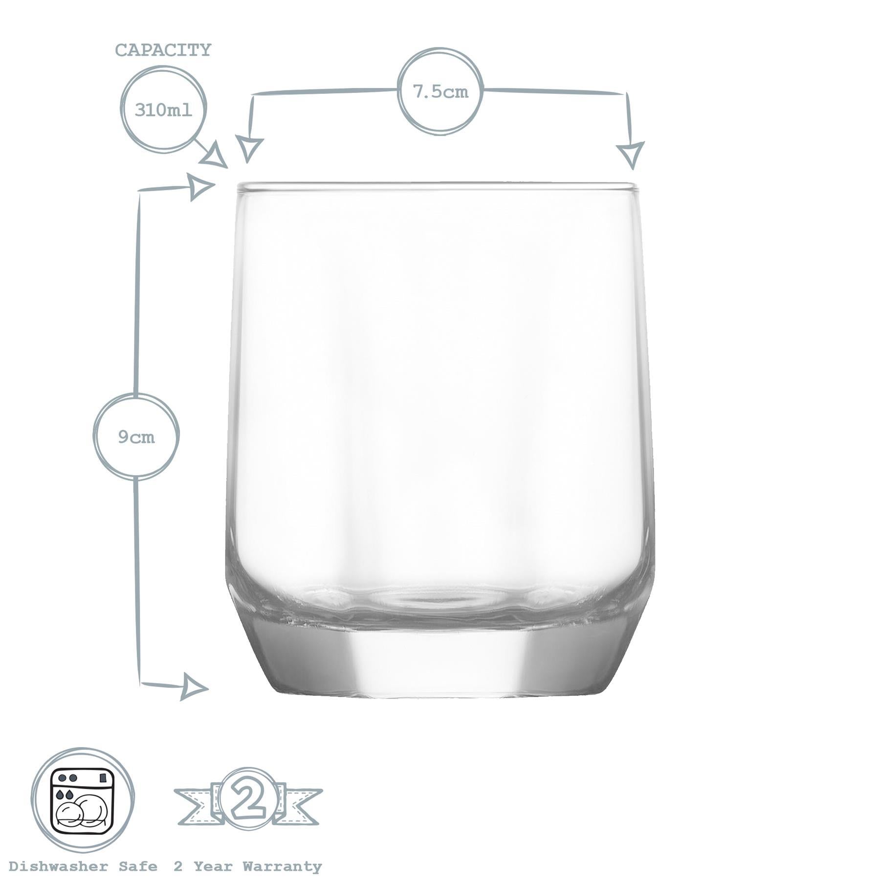 310ml Diamond Whisky Glasses - Pack of Six