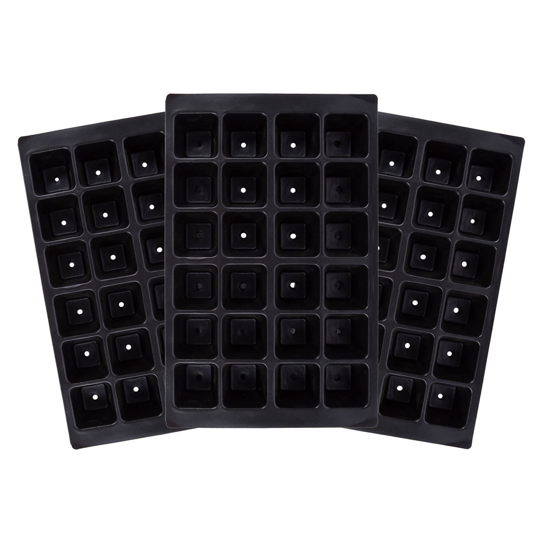 24pc Black Plastic Seed Starting Trays Set - Pack of 3 - By Green Blade