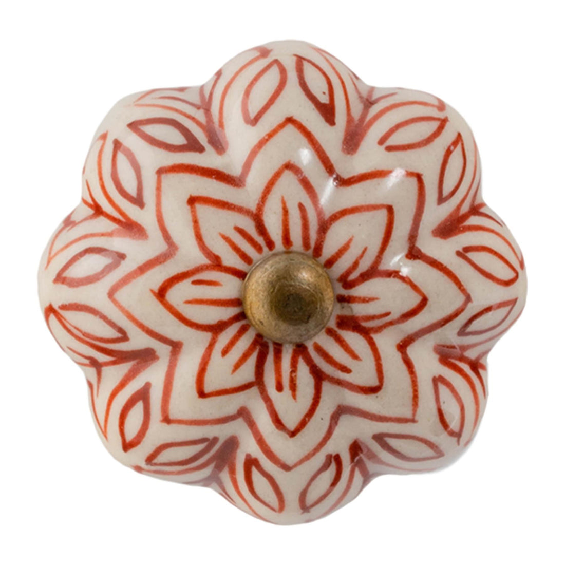 Burgundy 4.5cm Vintage Floral Ceramic Cabinet Knob