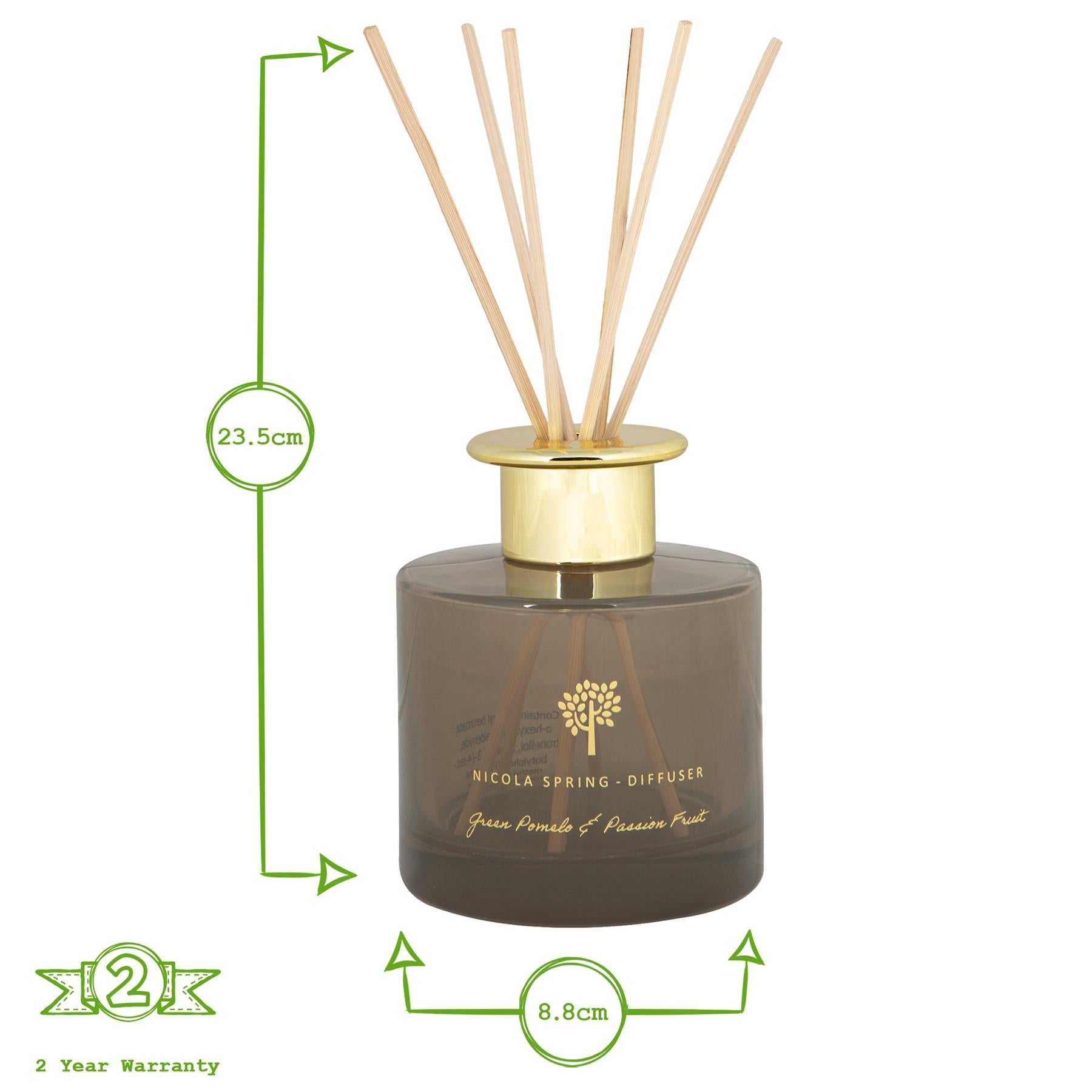 200ml Green Pomelo &amp; Passion Fruit Scented Reed Diffuser