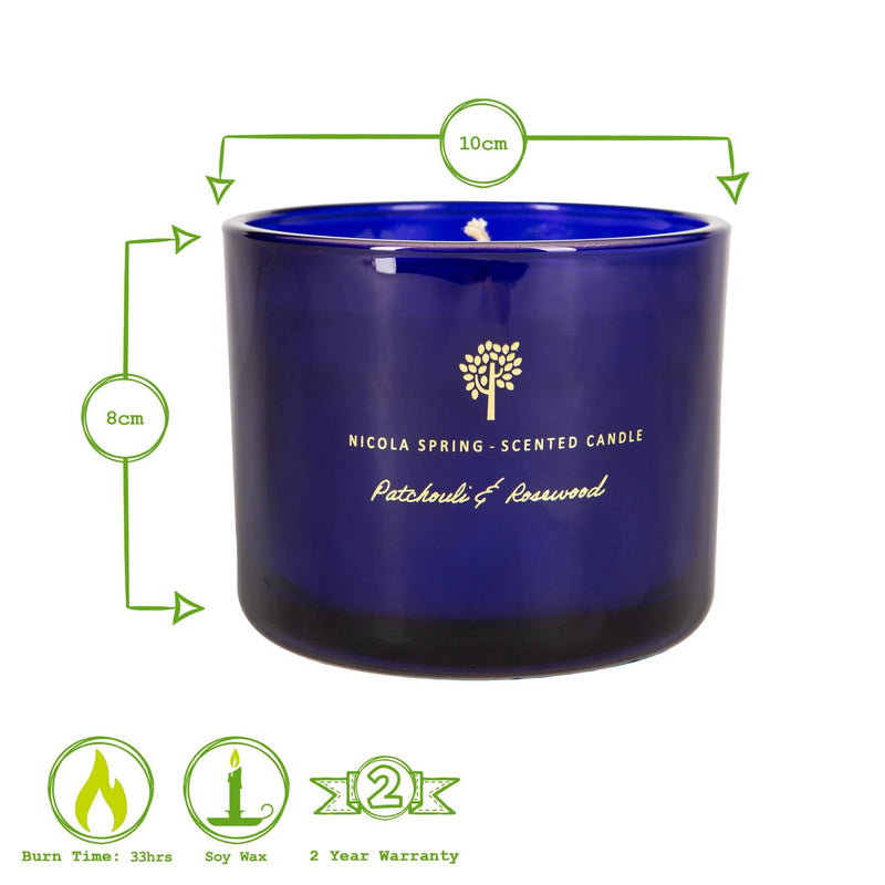 300g Patchouli & Rosewood Scented Soy Wax Candle - By Nicola Spring