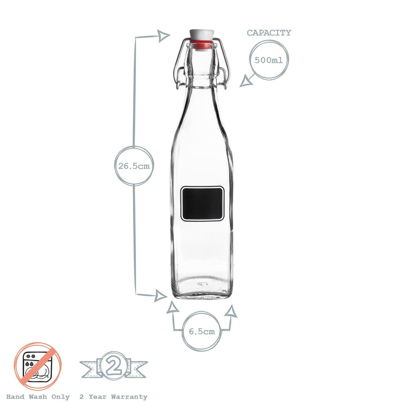 500ml Lavagna Swing Top Glass Bottle with Chalkboard Label - By Bormioli Rocco