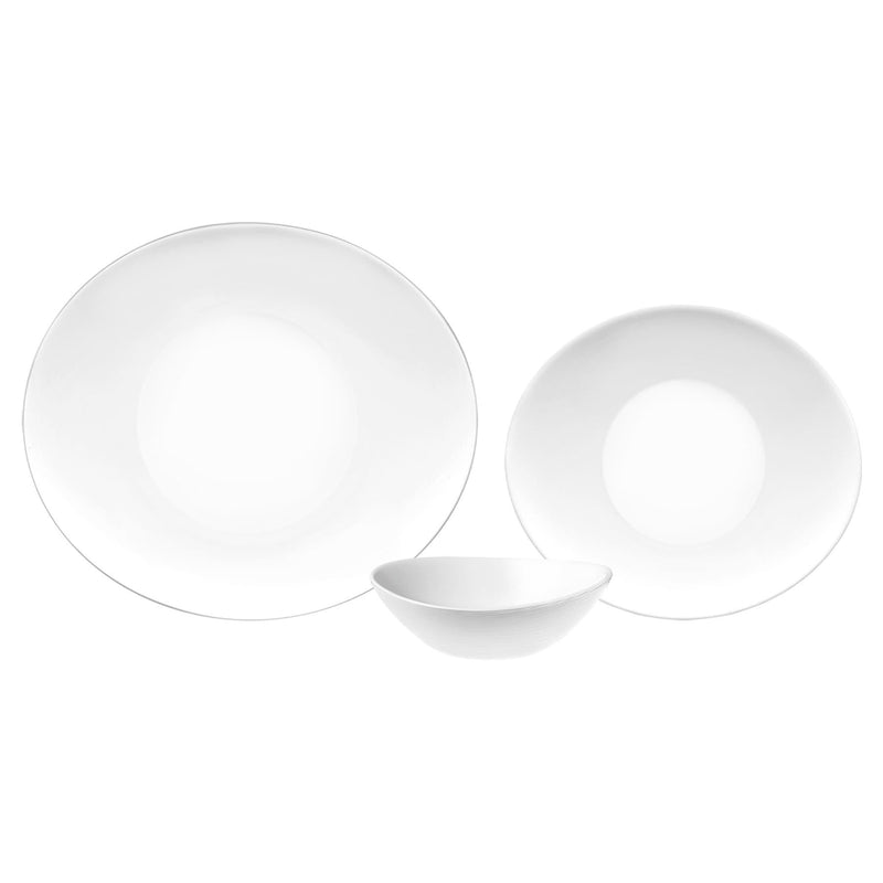 18pc White Prometeo Oval Glass Dinner Set - By Bormioli Rocco
