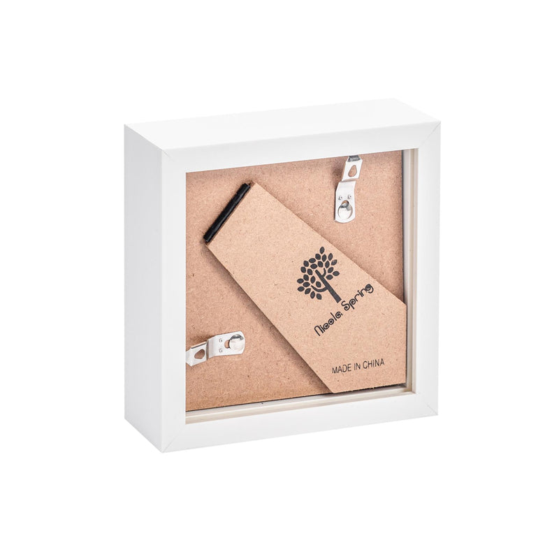4" x 4" White 3D Box Photo Frame with 2" x 2" Mount & White Spacer - by Nicola Spring