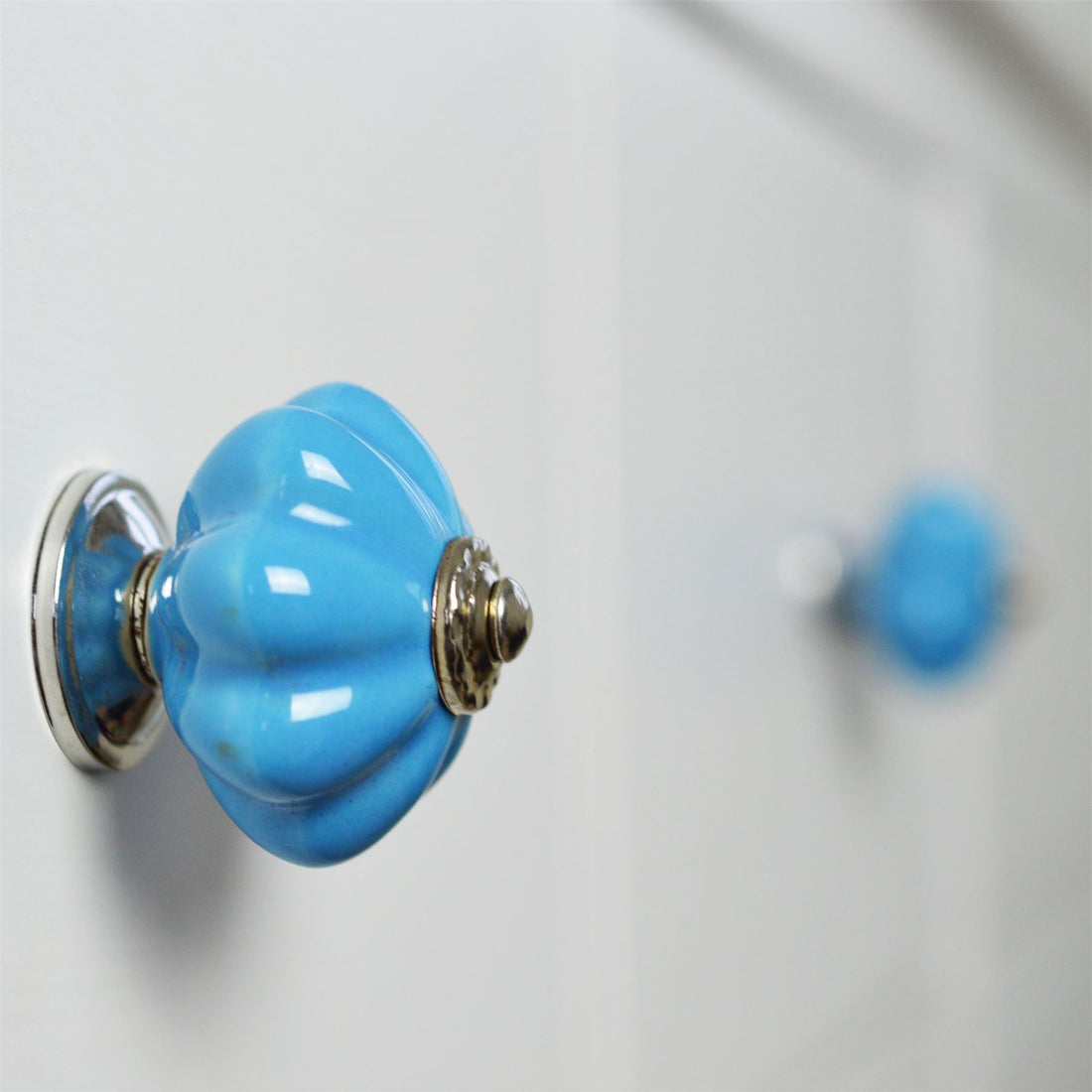 Blue 4.5cm Floral Ceramic Cabinet Knob