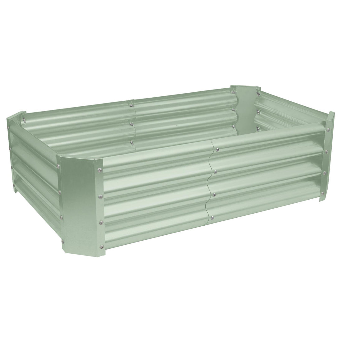Green Rectangular Galvanised Steel Raised Garden Bed - 120cm x 60cm