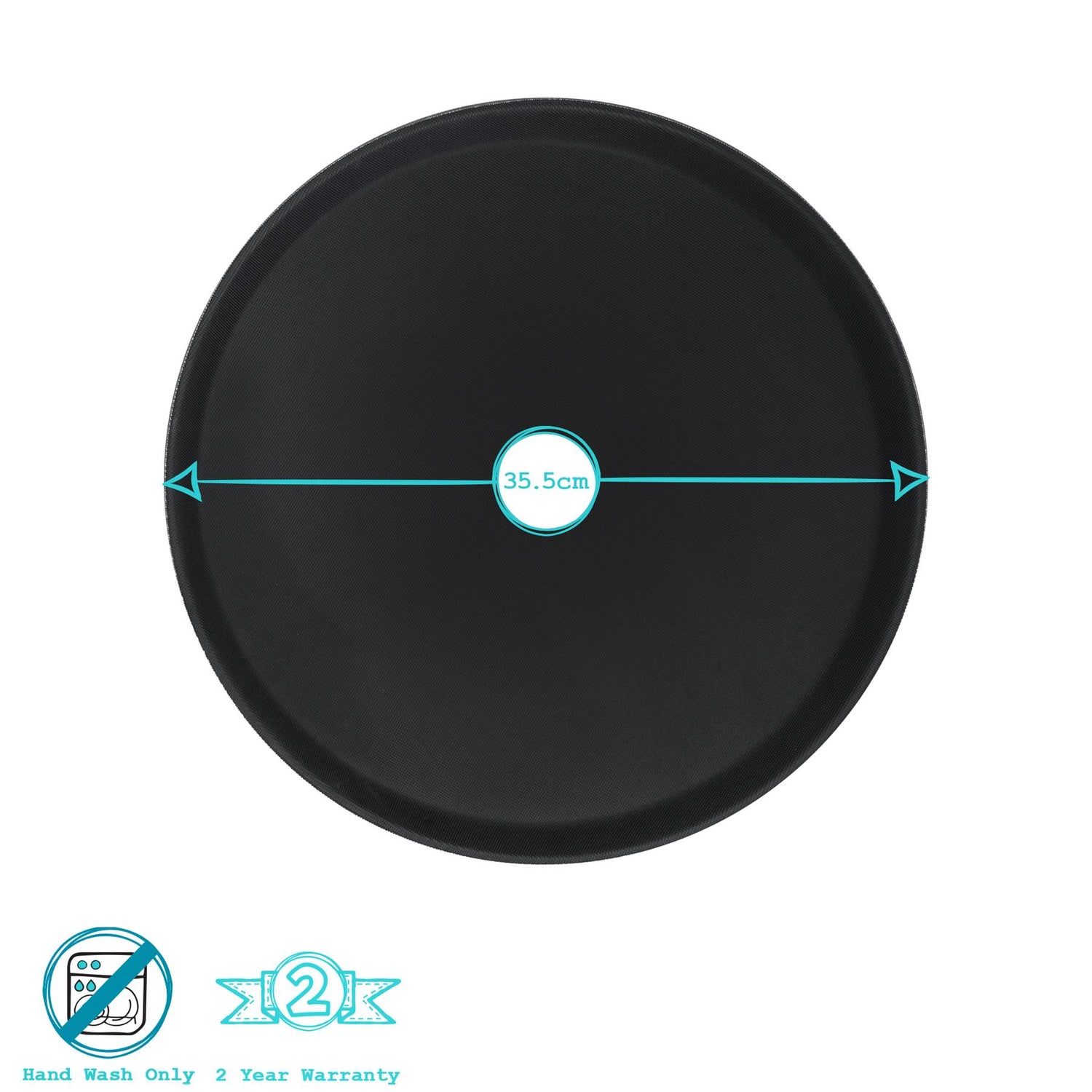 35cm Black Round Non-Slip Serving Tray