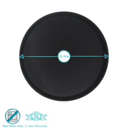 35cm Black Round Non-Slip Serving Tray