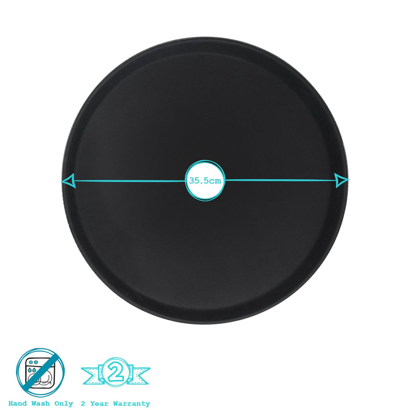 35.5cm Black Round Non-Slip Serving Tray - By Argon Tableware
