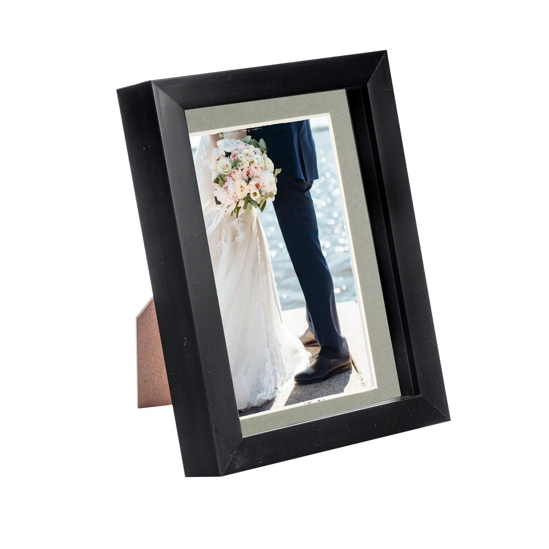 Black 5" x 7" Shadow Box Photo Frame with 4" x 6" Grey Mount