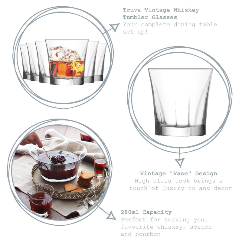 280ml Truva Whisky Glasses - Pack of Six - By LAV
