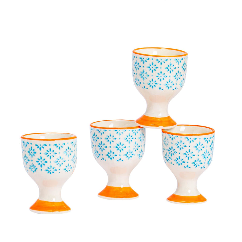 Hand Printed China Egg Cups - Pack of Four - By Nicola Spring
