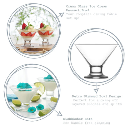 165ml Crema Glass Ice Cream Bowls - Pack of Six