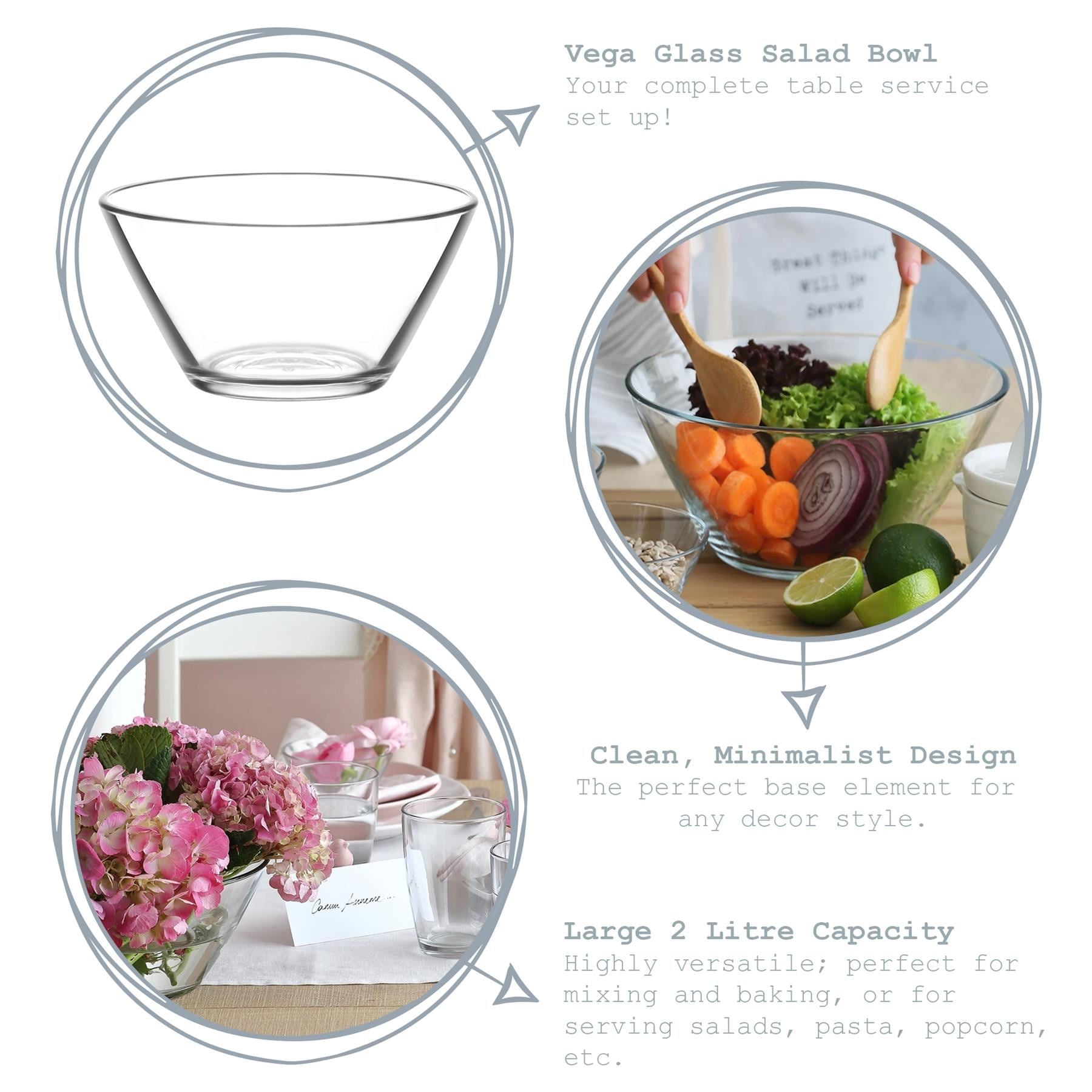 22.5cm Vega Glass Serving Bowl