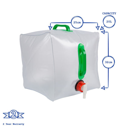 20L White Collapsible Water Container with Tap