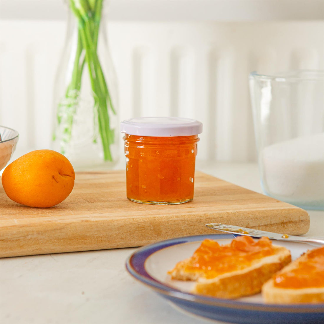 90ml Octagonal Glass Jam Jars with White Screw-Top Lids - Pack of 6