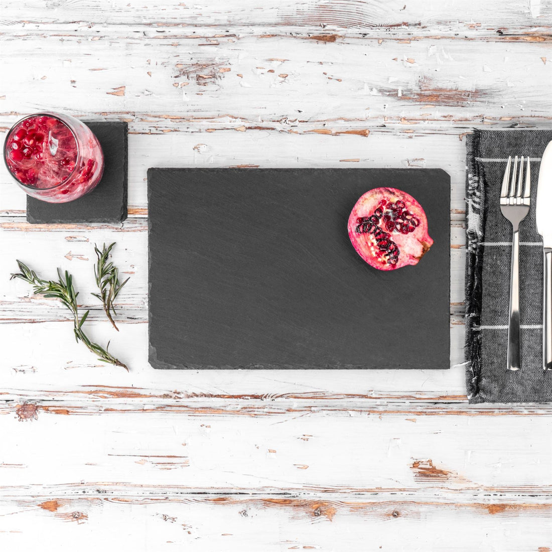 12pc Rectanglar Slate Placemat &amp; Coaster Set