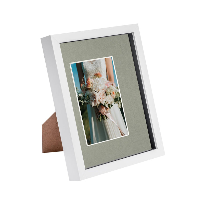 8" x 10" White 3D Box Photo Frame with 4" x 6" Mount & Black Spacer- By Nicola Spring