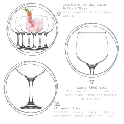 730ml Combinato Gin Glasses - Pack of Six