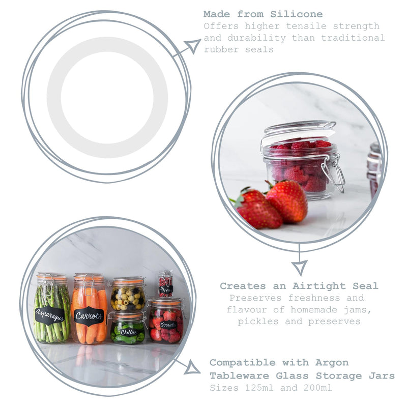 Medium Glass Storage Jar Seals - Pack of Six - By Argon Tableware