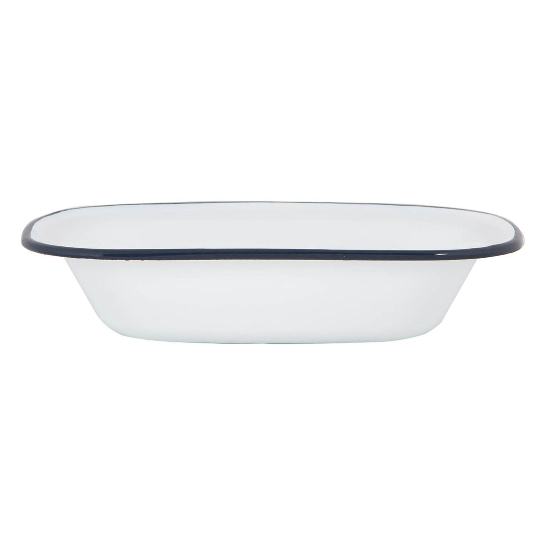 25cm White &amp; Navy Enamel Pie Dish