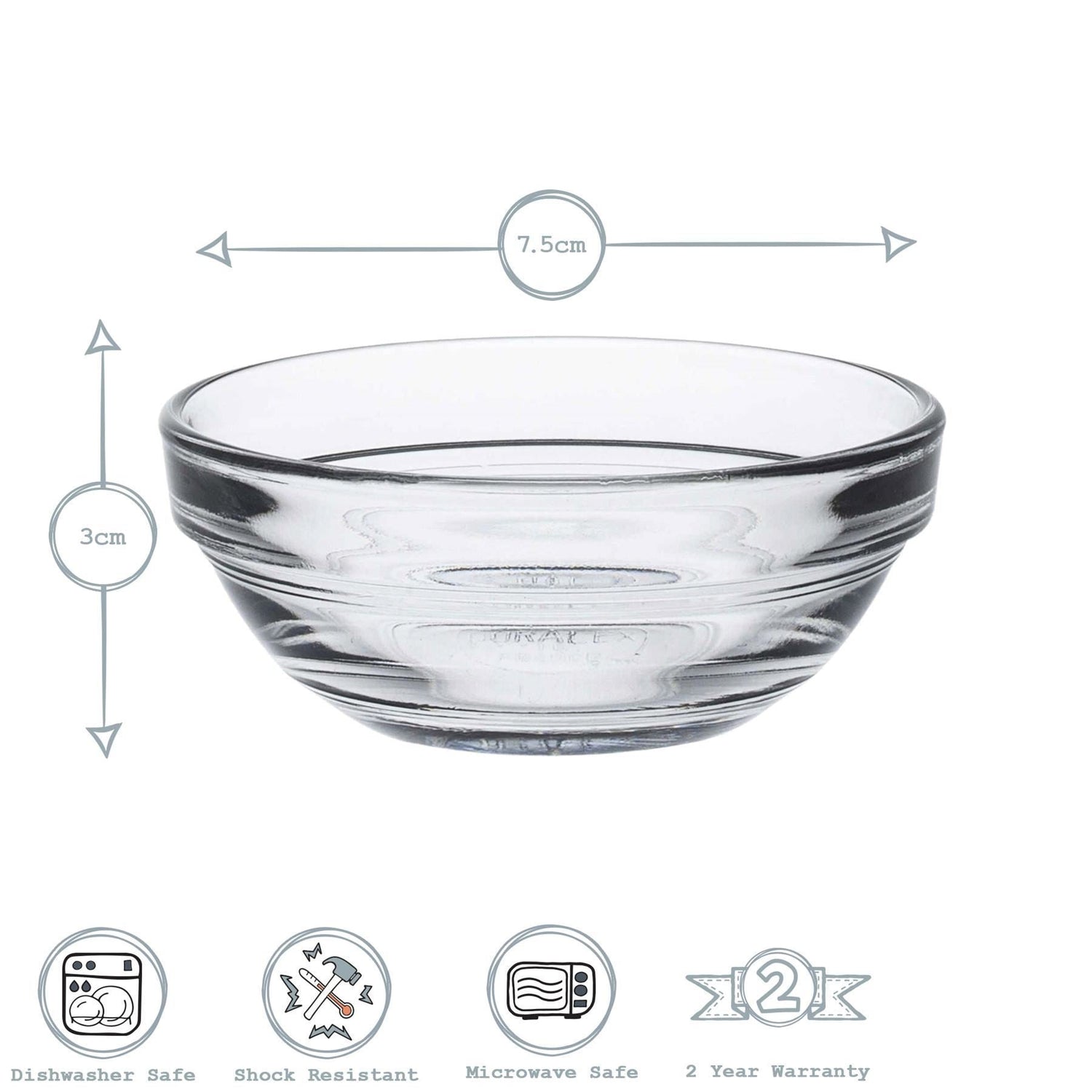 7.5cm Clear Lys Glass Nesting Mixing Bowl