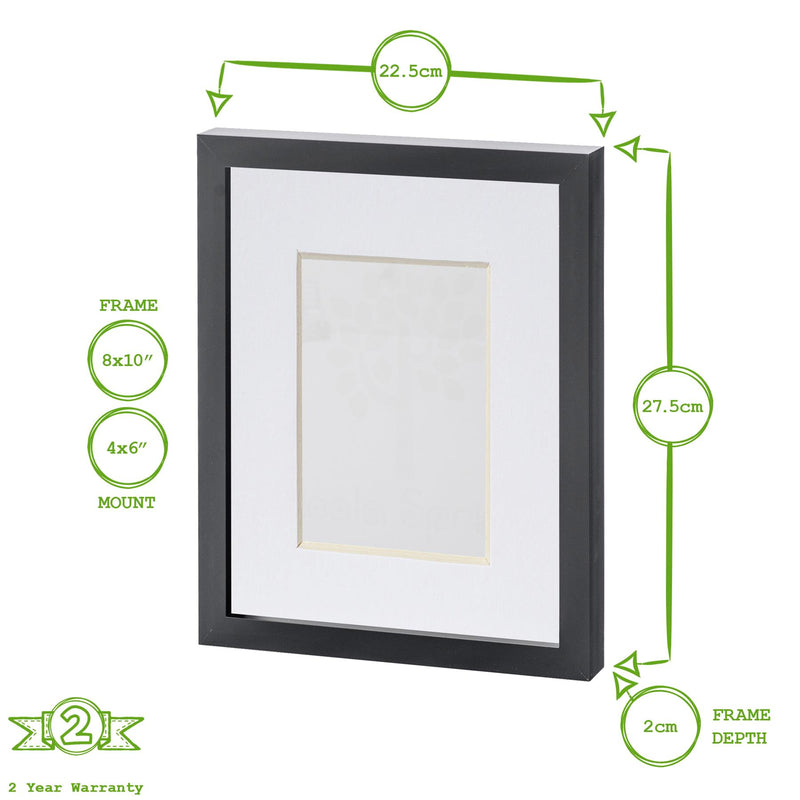 8" x 10" Black Photo Frame with 4" x 6" Mount - By Nicola Spring