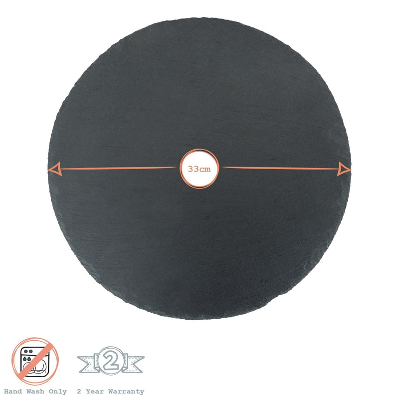 33cm Round Slate Placemats - Pack of Six - By Argon Tableware