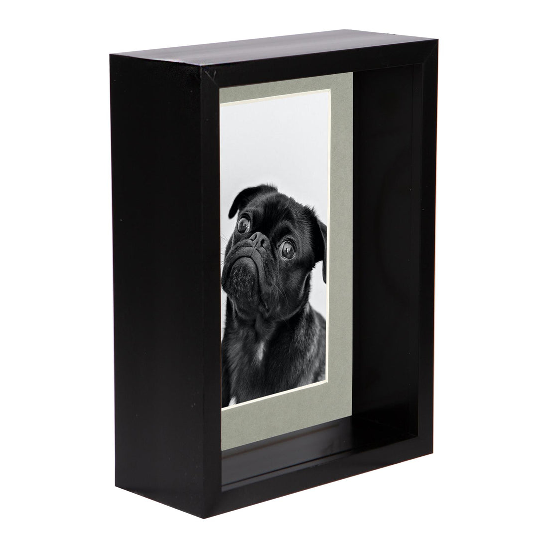 Black 5" x 7" Deep Shadow Box Photo Frame with 4" x 6" Grey Mount