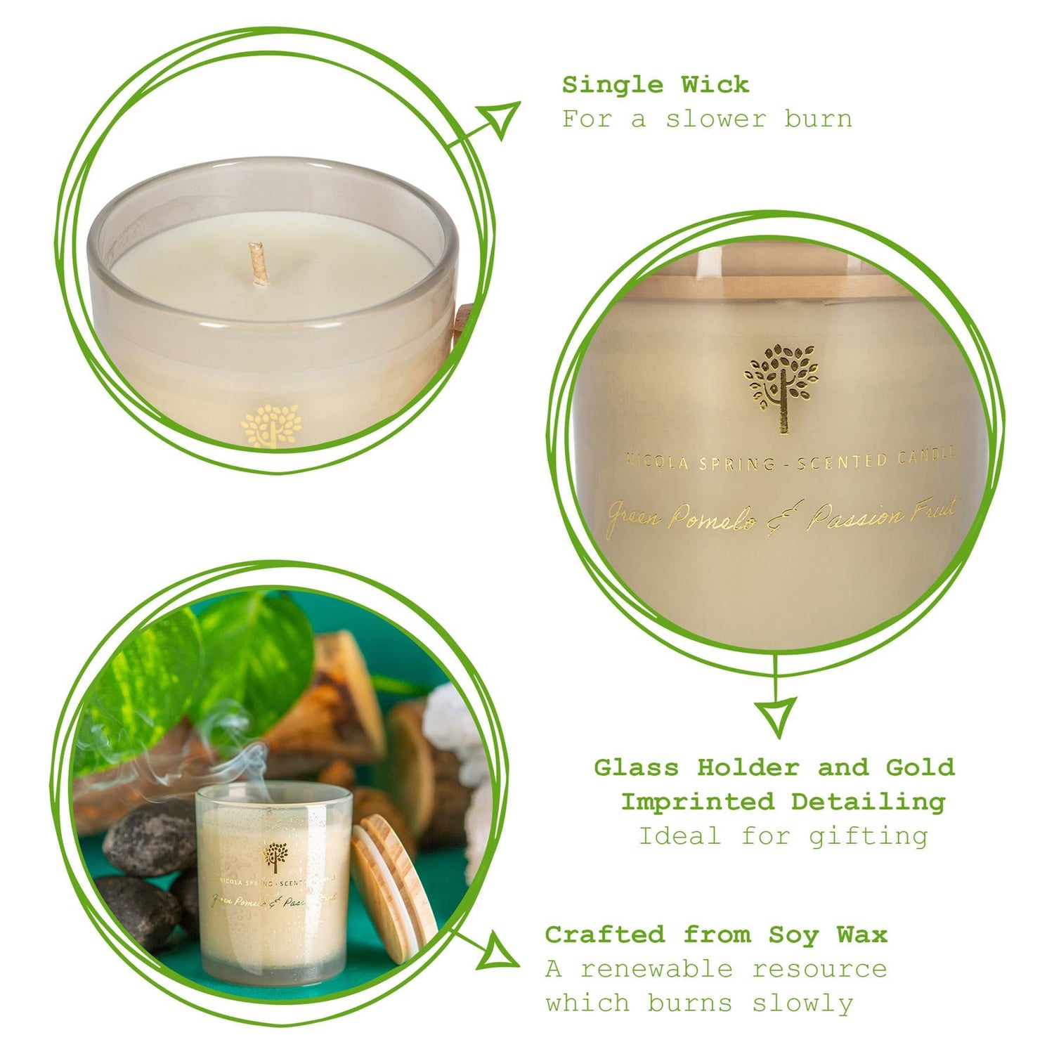 130g Green Pomelo &amp; Passion Fruit Scented Soy Wax Candle