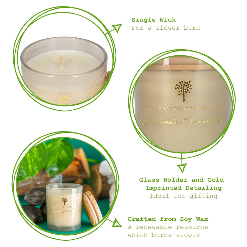 130g Green Pomelo & Passion Fruit Scented Soy Wax Candle - By Nicola Spring