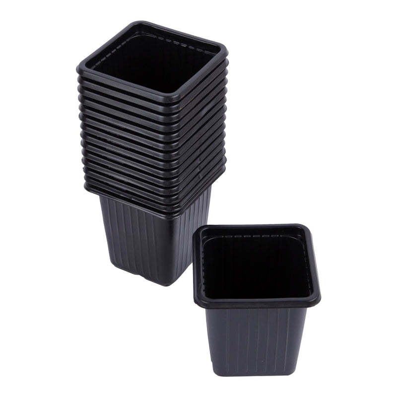 Black Plastic Seed Starting Pots - Pack of 15 - By Green Blade