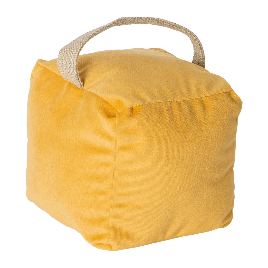 Yellow Velvet Cube Doorstop